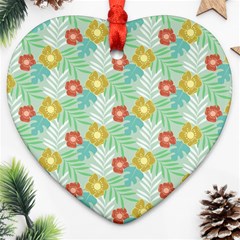 Vintage Floral Summer Pattern Ornament (heart)