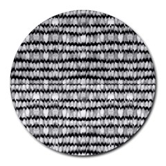 Abstract Wavy Black And White Pattern Round Mousepads