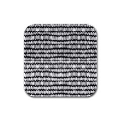 Abstract Wavy Black And White Pattern Rubber Square Coaster (4 pack) 