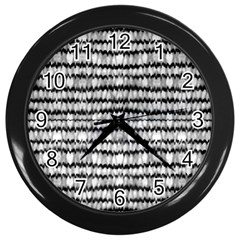 Abstract Wavy Black And White Pattern Wall Clocks (black)