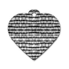 Abstract Wavy Black And White Pattern Dog Tag Heart (One Side)