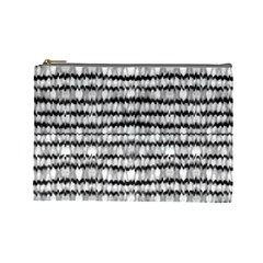 Abstract Wavy Black And White Pattern Cosmetic Bag (Large) 