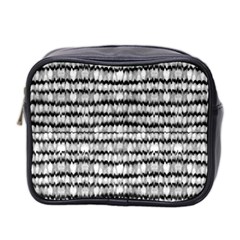 Abstract Wavy Black And White Pattern Mini Toiletries Bag 2-Side