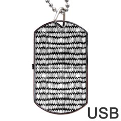 Abstract Wavy Black And White Pattern Dog Tag USB Flash (One Side)