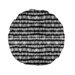 Abstract Wavy Black And White Pattern Standard 15  Premium Round Cushions