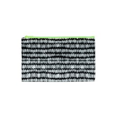 Abstract Wavy Black And White Pattern Cosmetic Bag (XS)