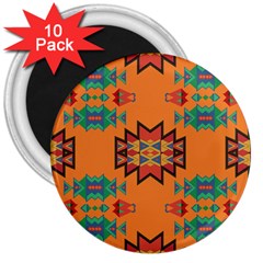 Misc Shapes On An Orange Background                                    3  Magnet (10 Pack) by LalyLauraFLM