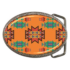 Misc Shapes On An Orange Background                                    Belt Buckle by LalyLauraFLM