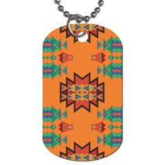 Misc Shapes On An Orange Background                                    Dog Tag (one Side) by LalyLauraFLM