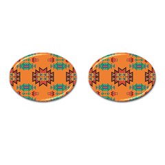 Misc Shapes On An Orange Background                                    Cufflinks (oval) by LalyLauraFLM