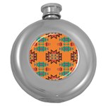 Misc shapes on an orange background                                    Hip Flask (5 oz) Front