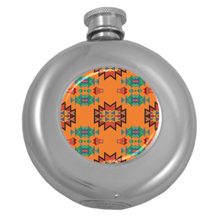 Misc shapes on an orange background                                    Hip Flask (5 oz)