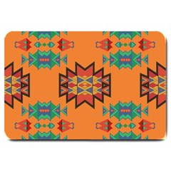 Misc Shapes On An Orange Background                                    Large Doormat by LalyLauraFLM