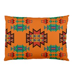 Misc Shapes On An Orange Background                                    Pillow Case by LalyLauraFLM