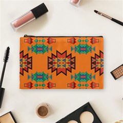 Misc Shapes On An Orange Background                                    Cosmetic Bag by LalyLauraFLM