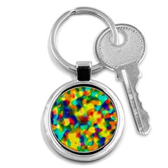 Colorful Watercolors Texture                                    Key Chain (round) by LalyLauraFLM