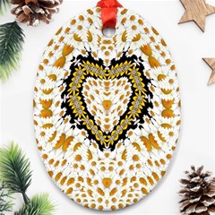 Hearts In A Field Of Fantasy Flowers In Bloom Ornament (Oval)