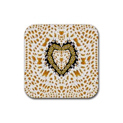 Hearts In A Field Of Fantasy Flowers In Bloom Rubber Coaster (square)  by pepitasart