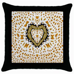 Hearts In A Field Of Fantasy Flowers In Bloom Throw Pillow Case (black) by pepitasart