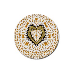 Hearts In A Field Of Fantasy Flowers In Bloom Rubber Coaster (Round) 