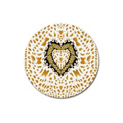 Hearts In A Field Of Fantasy Flowers In Bloom Magnet 3  (Round)