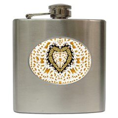 Hearts In A Field Of Fantasy Flowers In Bloom Hip Flask (6 oz)