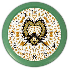 Hearts In A Field Of Fantasy Flowers In Bloom Color Wall Clocks