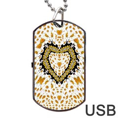 Hearts In A Field Of Fantasy Flowers In Bloom Dog Tag Usb Flash (two Sides) by pepitasart