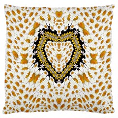 Hearts In A Field Of Fantasy Flowers In Bloom Large Cushion Case (one Side) by pepitasart