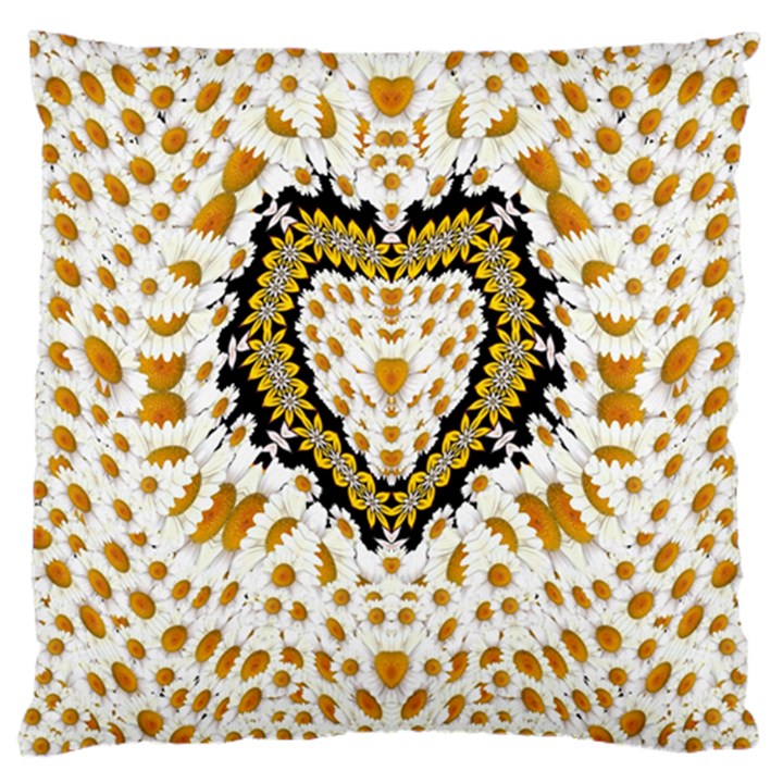 Hearts In A Field Of Fantasy Flowers In Bloom Large Cushion Case (Two Sides)