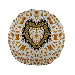 Hearts In A Field Of Fantasy Flowers In Bloom Standard 15  Premium Round Cushions