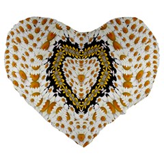 Hearts In A Field Of Fantasy Flowers In Bloom Large 19  Premium Heart Shape Cushions