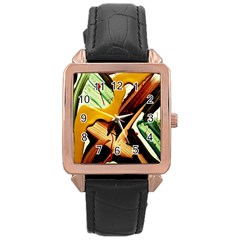 Grave Yard 3 Rose Gold Leather Watch  by bestdesignintheworld