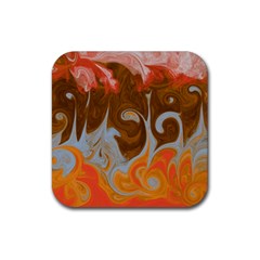 Fire And Water Rubber Coaster (square)  by digitaldivadesigns