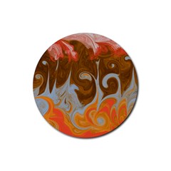 Fire And Water Rubber Coaster (round)  by digitaldivadesigns