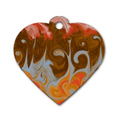 Fire And Water Dog Tag Heart (one Side) by digitaldivadesigns