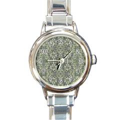 Modern Noveau Floral Collage Pattern Round Italian Charm Watch by dflcprints