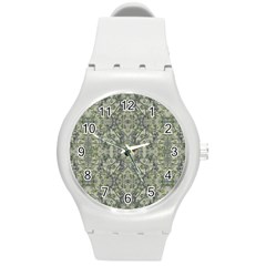 Modern Noveau Floral Collage Pattern Round Plastic Sport Watch (m) by dflcprints