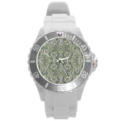 Modern Noveau Floral Collage Pattern Round Plastic Sport Watch (l) by dflcprints