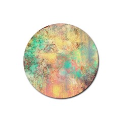 Pink Pastel Abstract Rubber Round Coaster (4 Pack)  by digitaldivadesigns