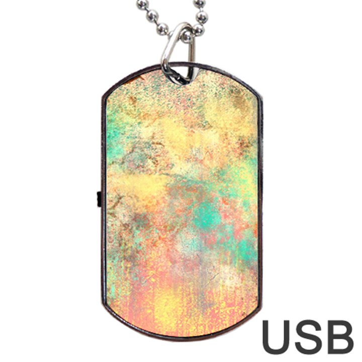 Pink Pastel Abstract Dog Tag USB Flash (Two Sides)