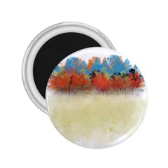 Colorful Tree Landscape In Orange And Blue 2 25  Magnets by digitaldivadesigns