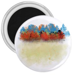 Colorful Tree Landscape In Orange And Blue 3  Magnets by digitaldivadesigns