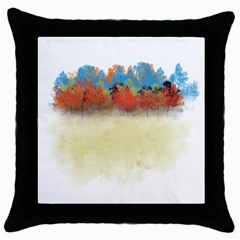 Colorful Tree Landscape In Orange And Blue Throw Pillow Case (black) by digitaldivadesigns