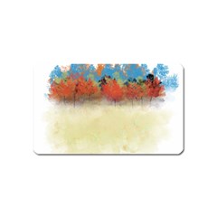 Colorful Tree Landscape In Orange And Blue Magnet (name Card) by digitaldivadesigns