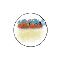 Colorful Tree Landscape In Orange And Blue Hat Clip Ball Marker by digitaldivadesigns