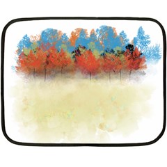 Colorful Tree Landscape In Orange And Blue Fleece Blanket (mini) by digitaldivadesigns