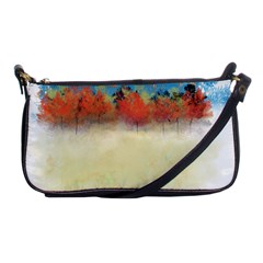 Colorful Tree Landscape In Orange And Blue Shoulder Clutch Bags by digitaldivadesigns