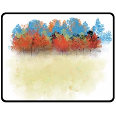 Colorful Tree Landscape In Orange And Blue Fleece Blanket (medium)  by digitaldivadesigns