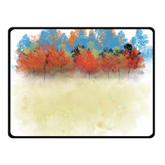 Colorful Tree Landscape In Orange And Blue Fleece Blanket (small) by digitaldivadesigns